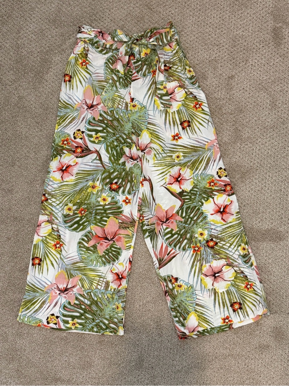 Roxy Tropical Wide-Leg Pants in Pink & Green